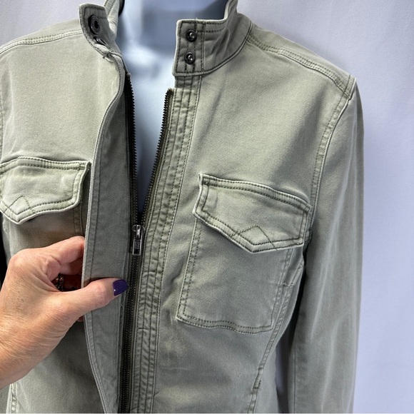 Liverpool Jeans Company Jackets & Blazers - Liverpool Green Denim Jacket Mandarin Collar Size Small Olive